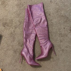 Steve Madden pink rhinestone knee high stilettos. Tried on only. Size 10